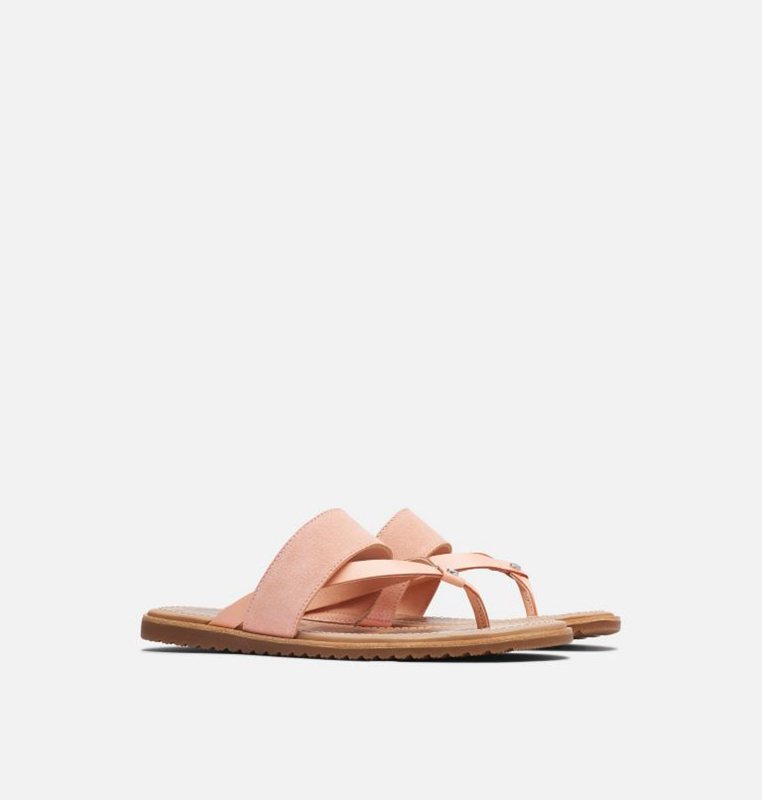 Womens Sandals Pink - Sorel Ella™ Flip Flat - 706-UXMFWR